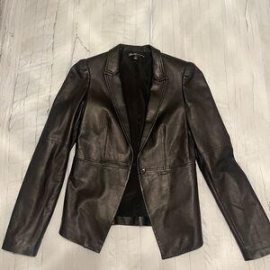 Elizabeth and James Black Leather Blazer